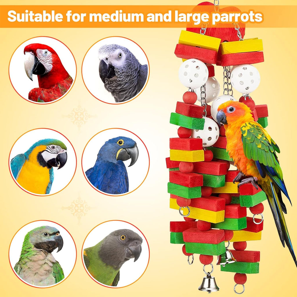 Large Bird Parrot Toys for Cockatoos African Grey Macaws Amazon Parrots | MEWTOGO, Brightly Colored, Appealing to