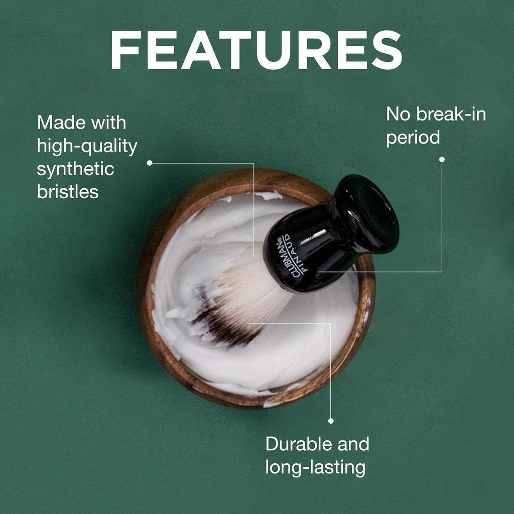 Pinaud Shave Brush – Classic Shaving Brush for Men, Soft Bristles, Ideal for Lathering Shaving Soap, Black Handle, 1