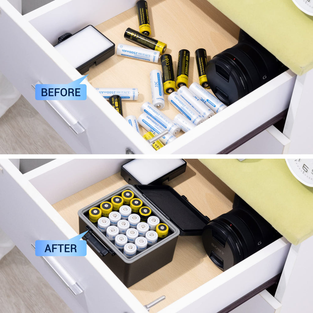 20 Slots 18650 Battery Storage Case Holder Container Box，High Capacity