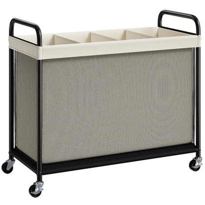 Laundry Hamper 4 Section, 140L Rolling Laundry Sorter with Wheels