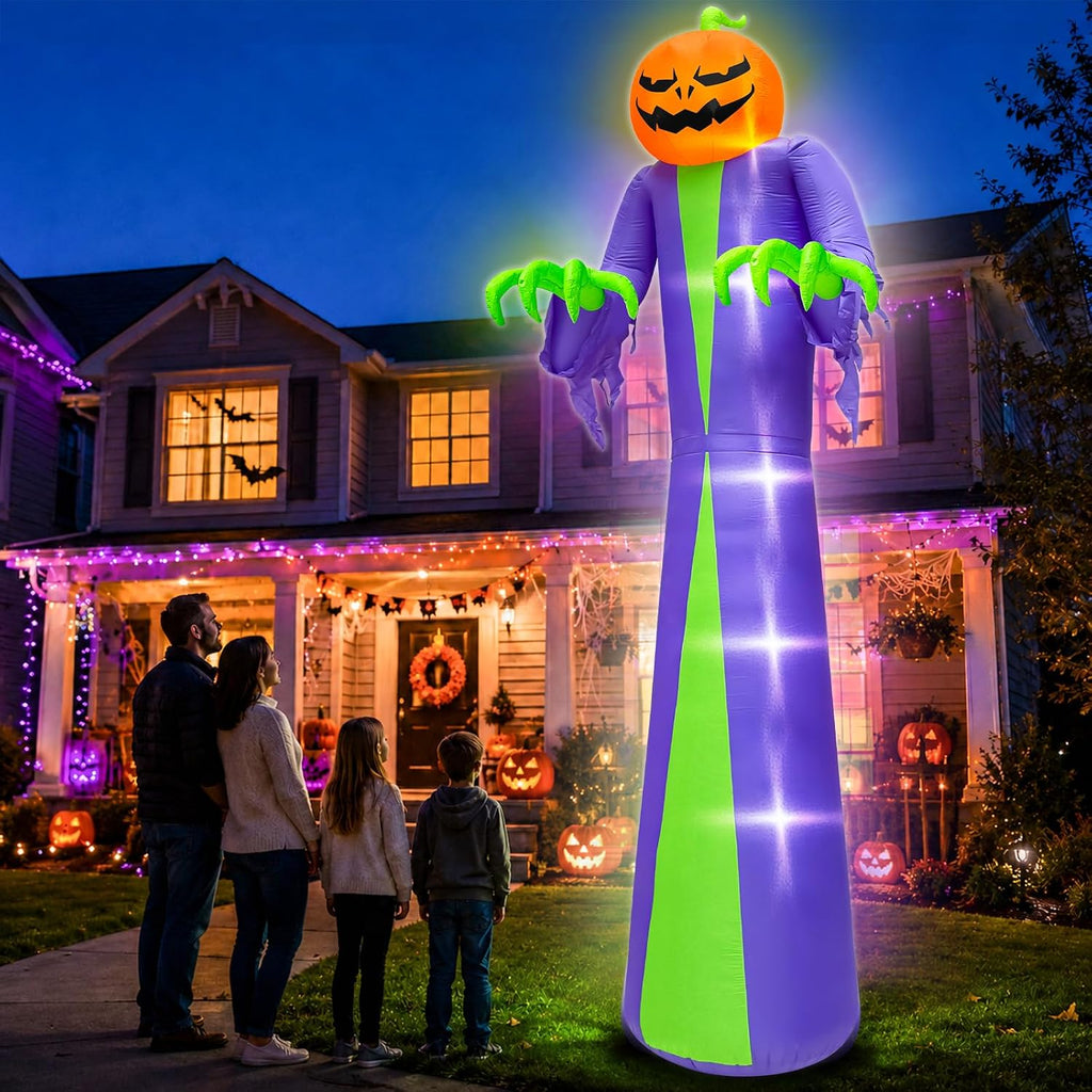 14 FT Giant Halloween Inflatable Pumpkin Outdoor Decorations | Built in 5 LED Lights,Blow Up Pumpkin for Yard Lawn