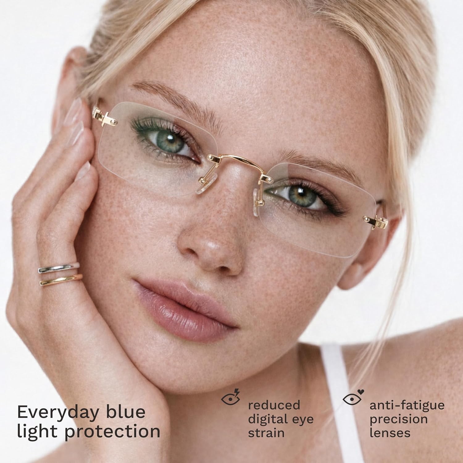 Blue Light Blocking Glasses for Women and Men, Lightweight Metal Frame Computer Glasses, Anti Eye Strain, UV Protection