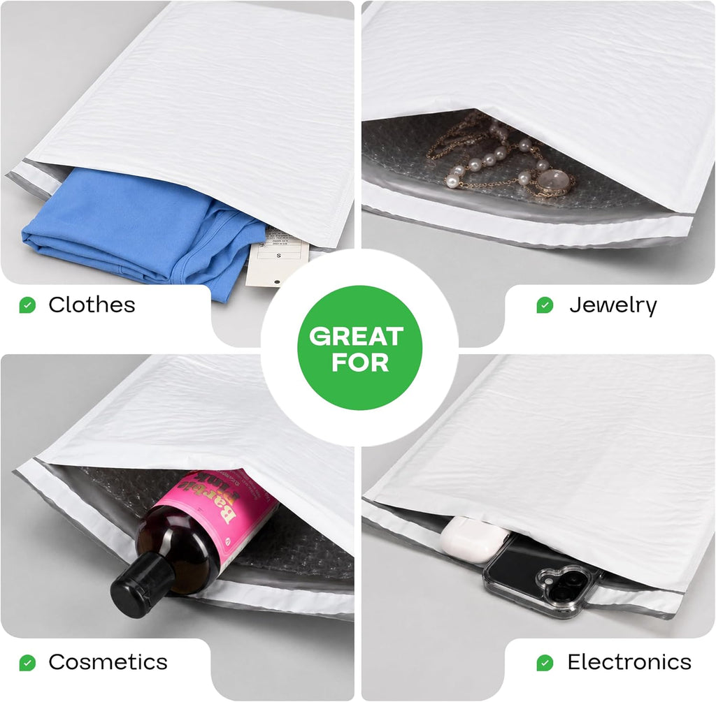 Poly Bubble Mailers 14.25" x 20", Pack of 10 USA-Made Padded Envelopes