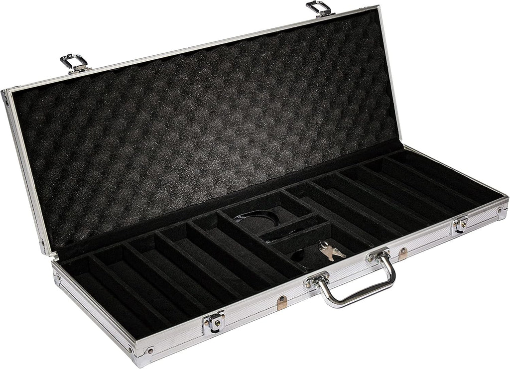 14 Gram 500 Count Poker Set - The Ultimate - 14G Clay Composite Chips with Aluminum Case, Playing Cards, Dealer