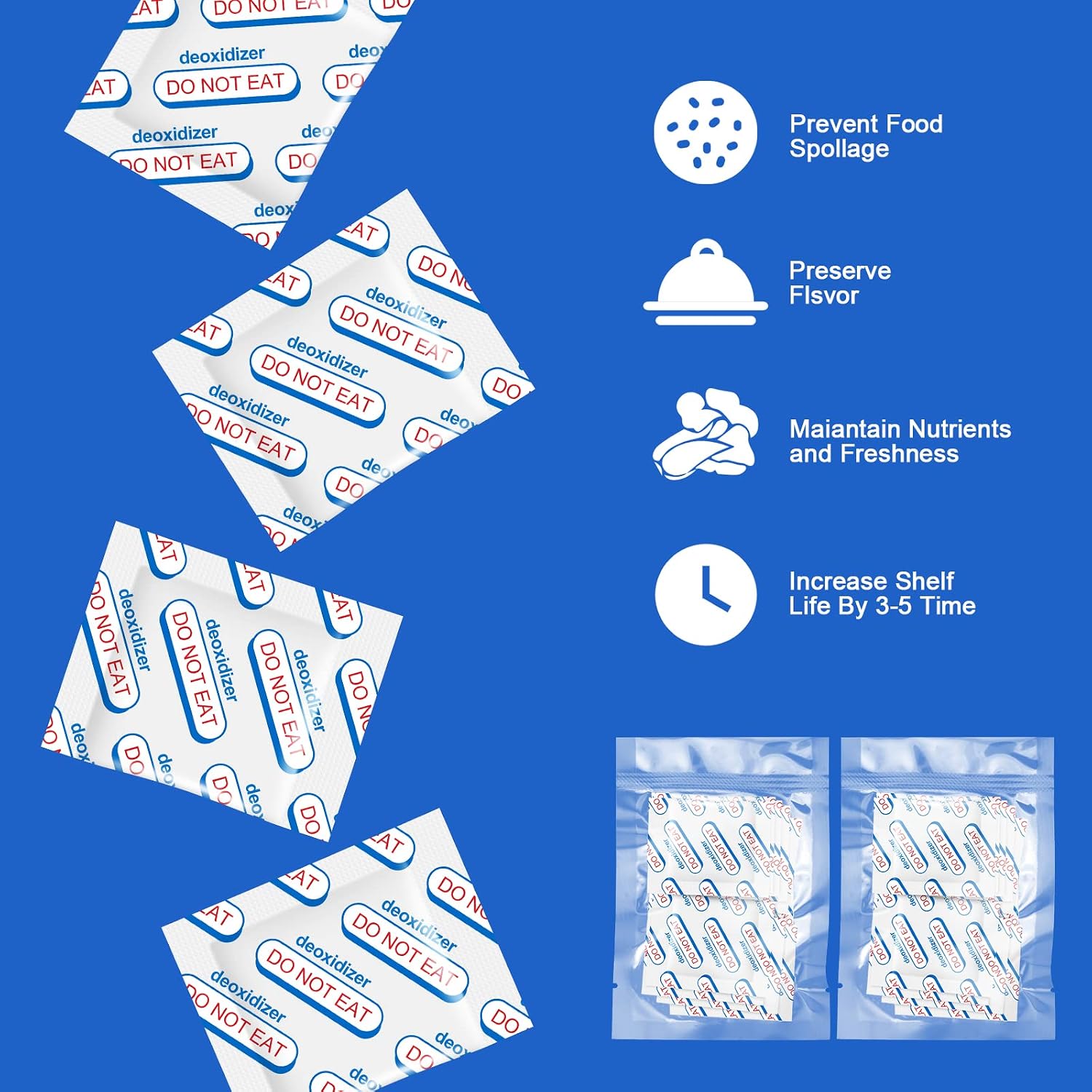 400cc Oxygen Absorbers for Food Storage - 100 Count (20x Packs of 5)