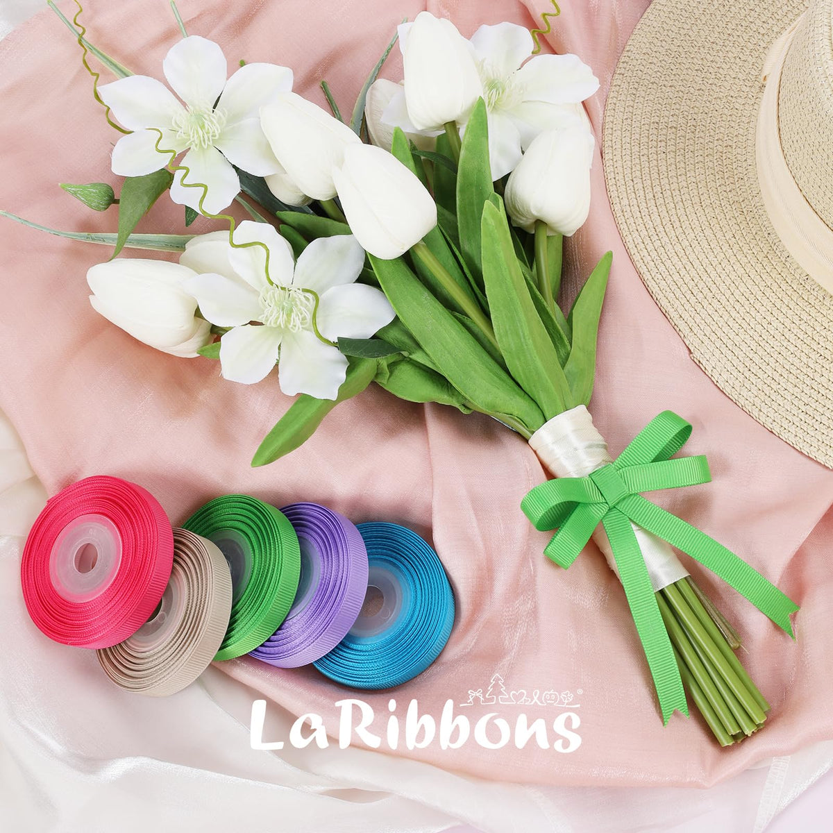 Grosgrain Ribbon Set, 10 Colors, Spring Easter Craft Ribbons