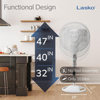 Oscillating Adjustable Pedestal Stand Fan - 16” - 1646 - White