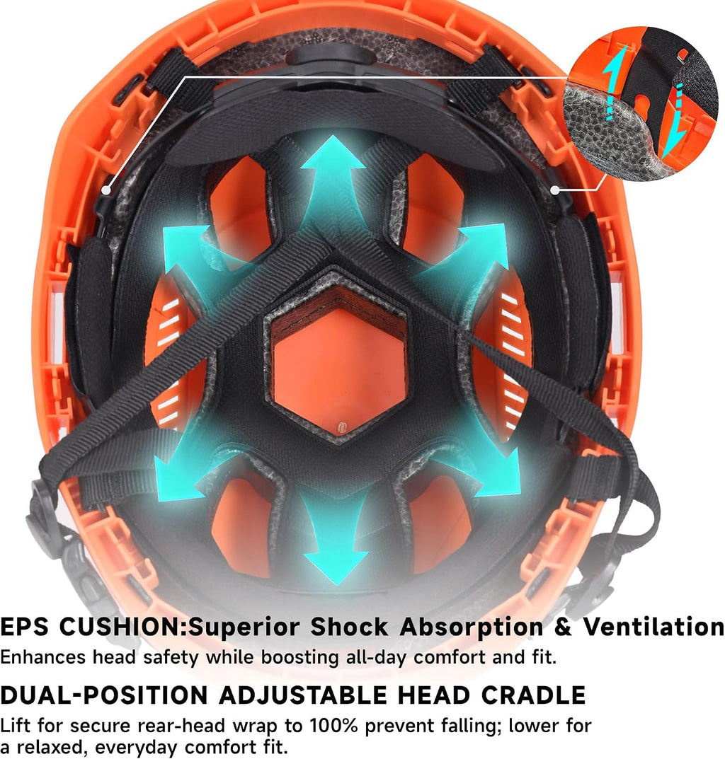 Type II Safety Helmet, ANSI Z89.1 Class C Hard Hat with Chin Strap, Climbing Helmet for Work at Height, Vented ABS