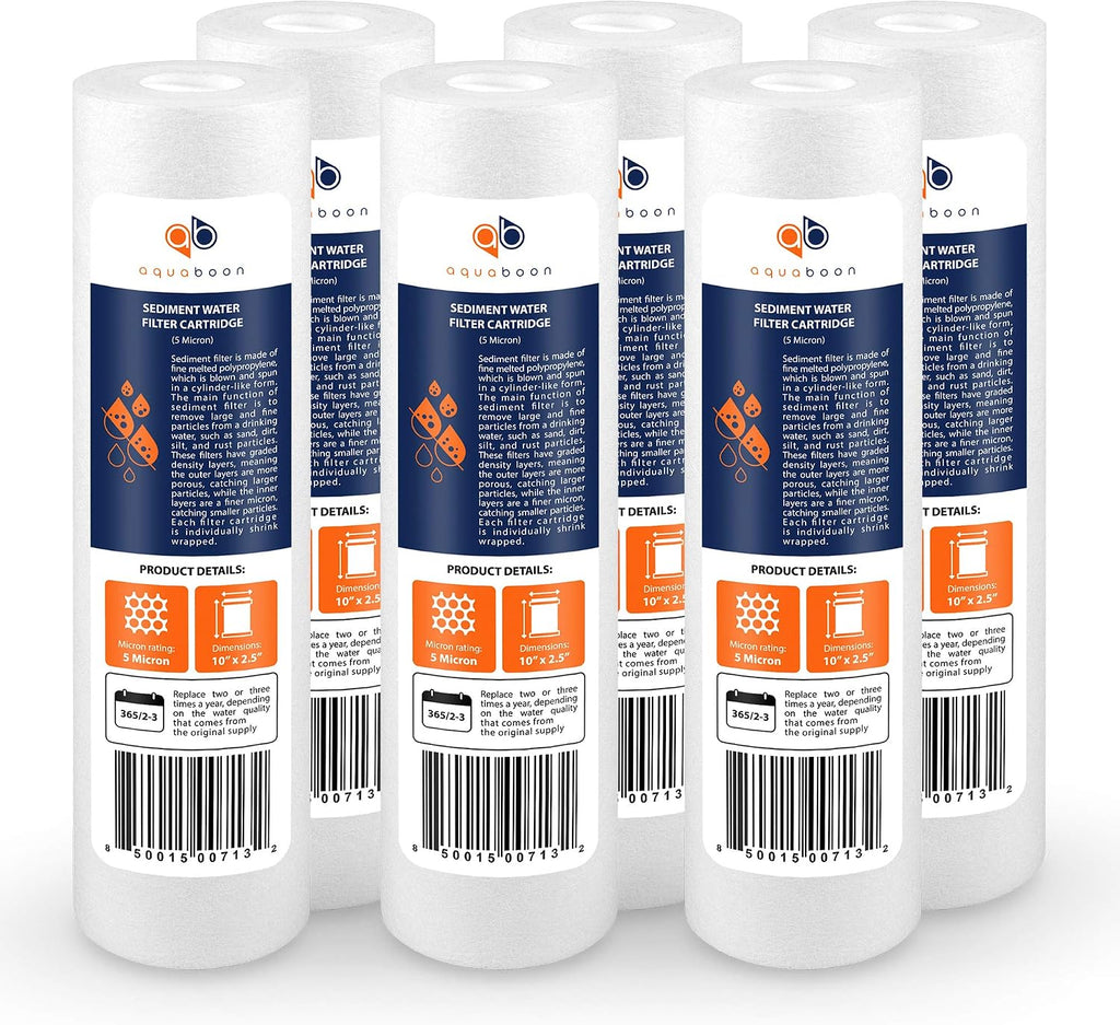 5 Micron 10 x 2.5 Sediment Filter - Whole House Water Filter Replacement Compatible with Well Water Filters - P5