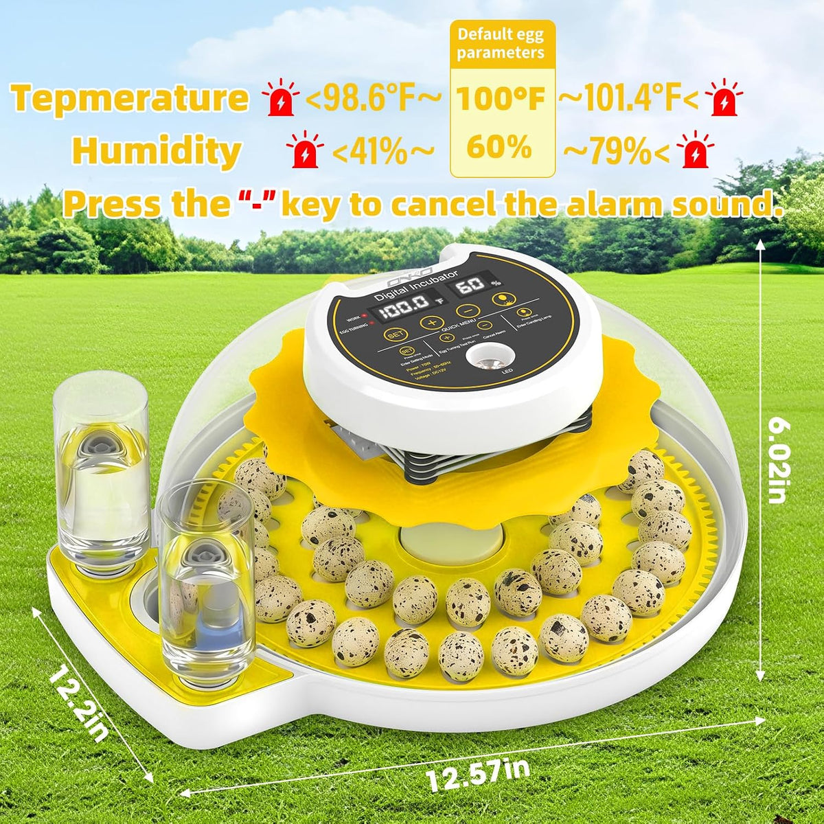 Quail Egg Incubator for Hatching 40 Quail Eggs with Automatic Turner