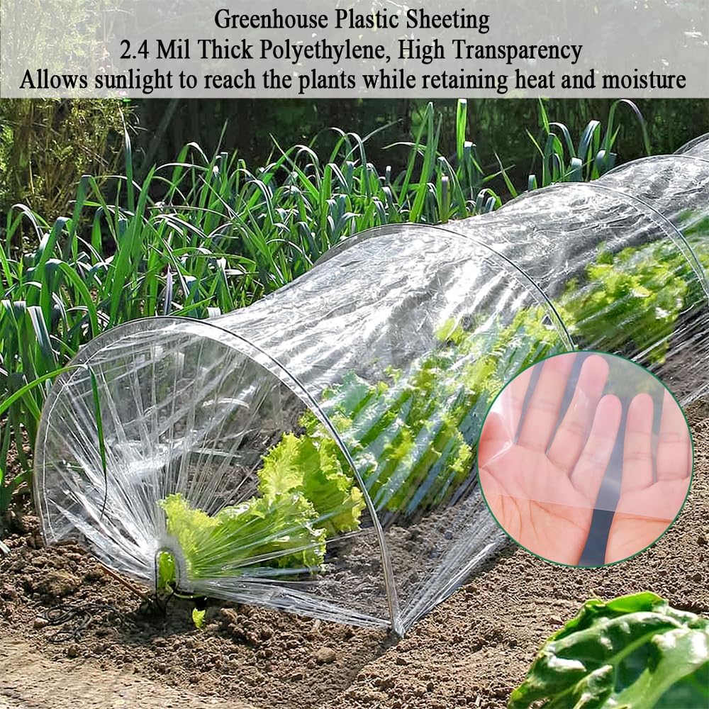 10 x 25 FT Lightweight Clear Plastic Sheeting, 2.4 Mil Poly Film