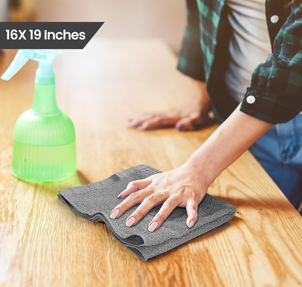 Kitchen Bar Mops, Pack of 12, 16x19 in, 100% Cotton, Grey