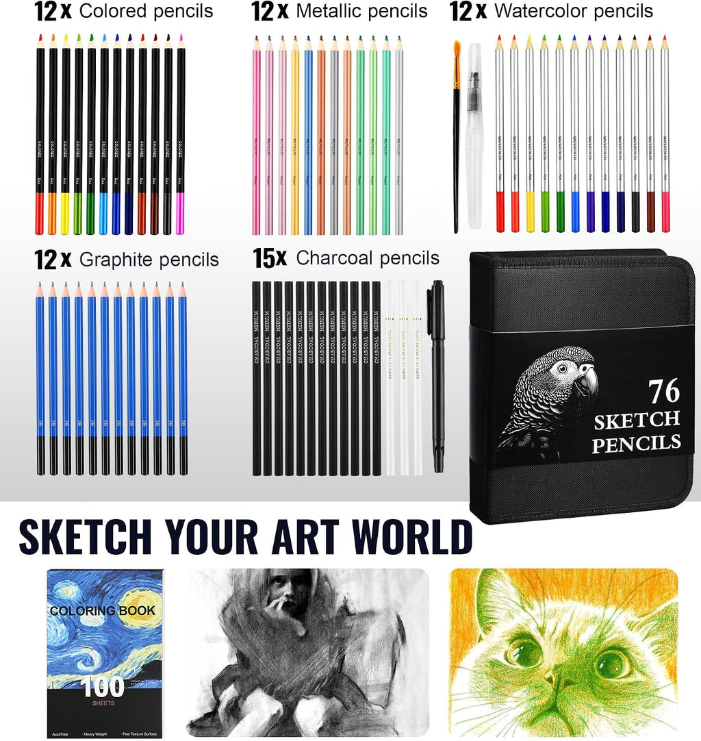 COOL BANK Drawing Pencils 76PCS