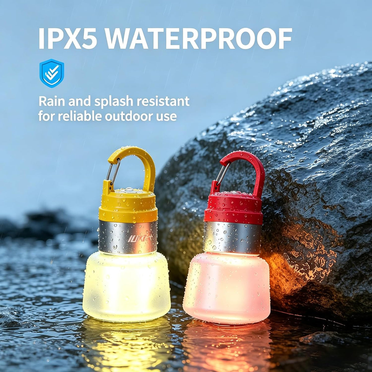 Portable LED Camping Light Detachable Light Head DIY Water Bottle Lamp, Rechargeable Lantern Hanging Tent Light, RGB