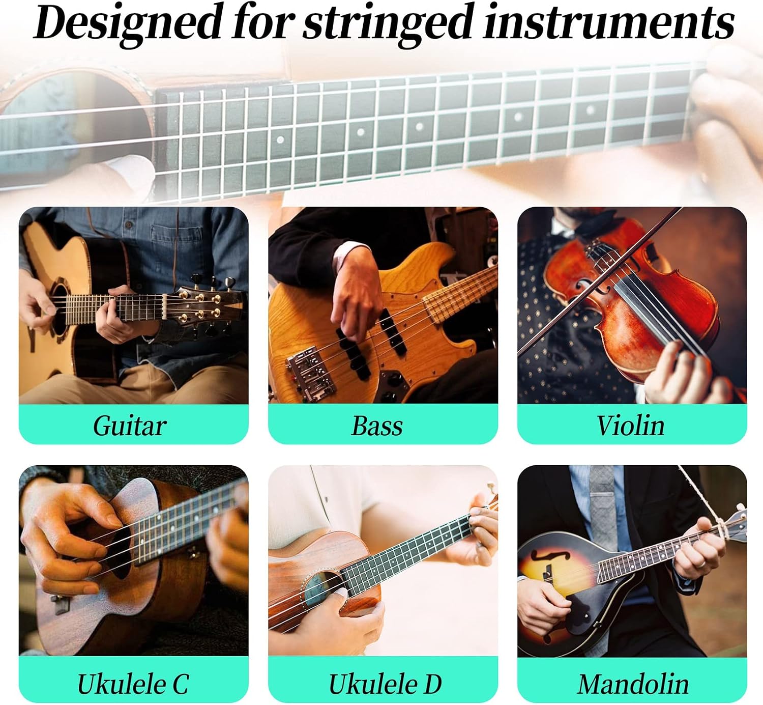 Guitar Tuner and Guitar Capo, Clip-On Tuner with Rosewood Color Capo for Acoustic Electric Guitar Bass Ukulele
