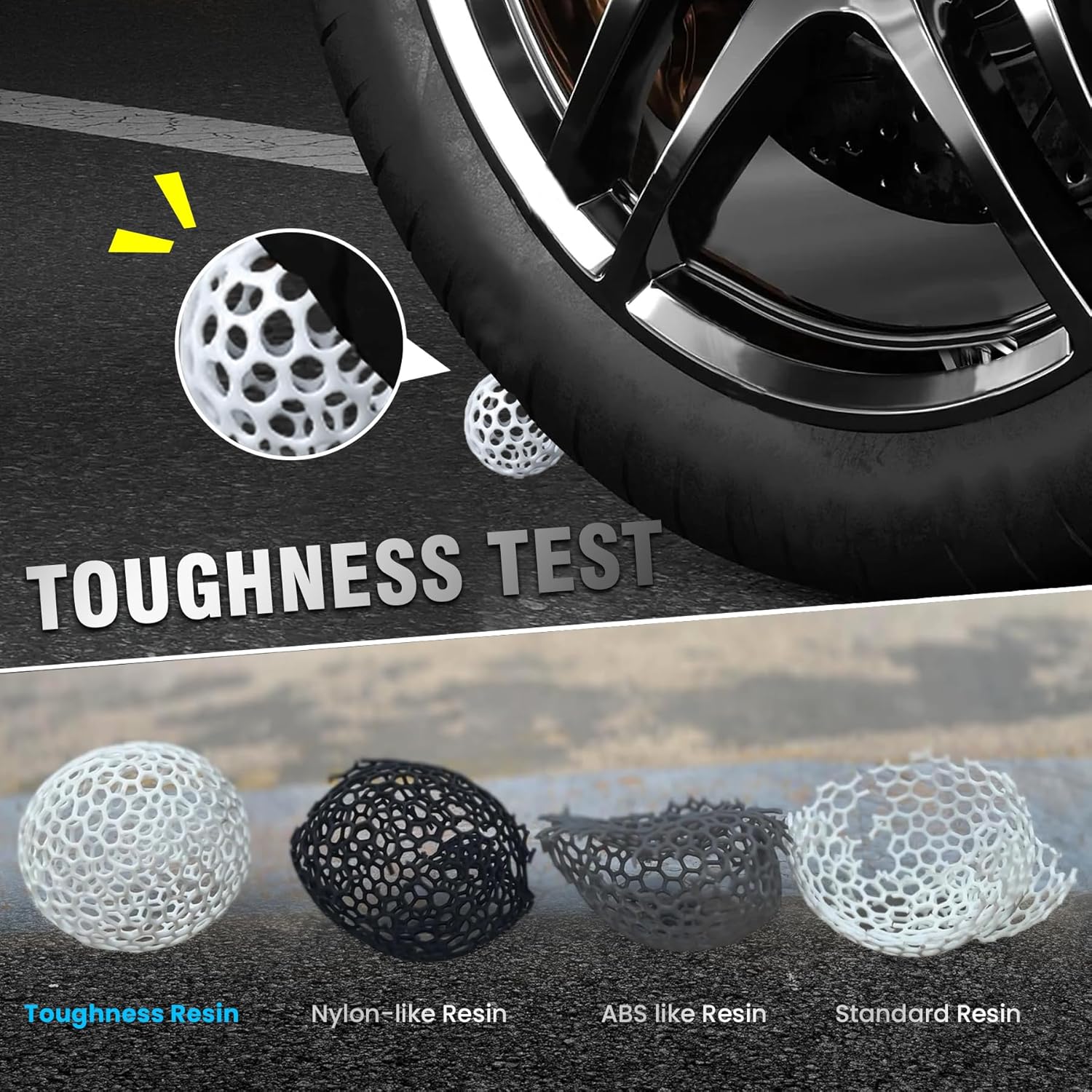 High Toughness 3D Printer Resin, Enhanced Flexible 3D Printing Photopolymer Resin, 405nm UV Fast Curing 3D Resin for