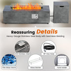 42" Rectangular Outdoor Propane Fire Pit Table for Outside Patio