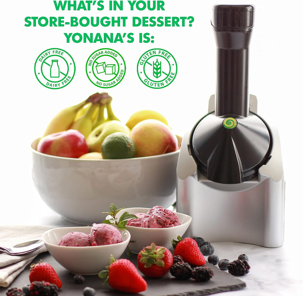 Classic Frozen Fruit Soft Serve Maker for Healthy Vegan and Dairy-Free Treats, 200W Silver Machine with 36 Recipes