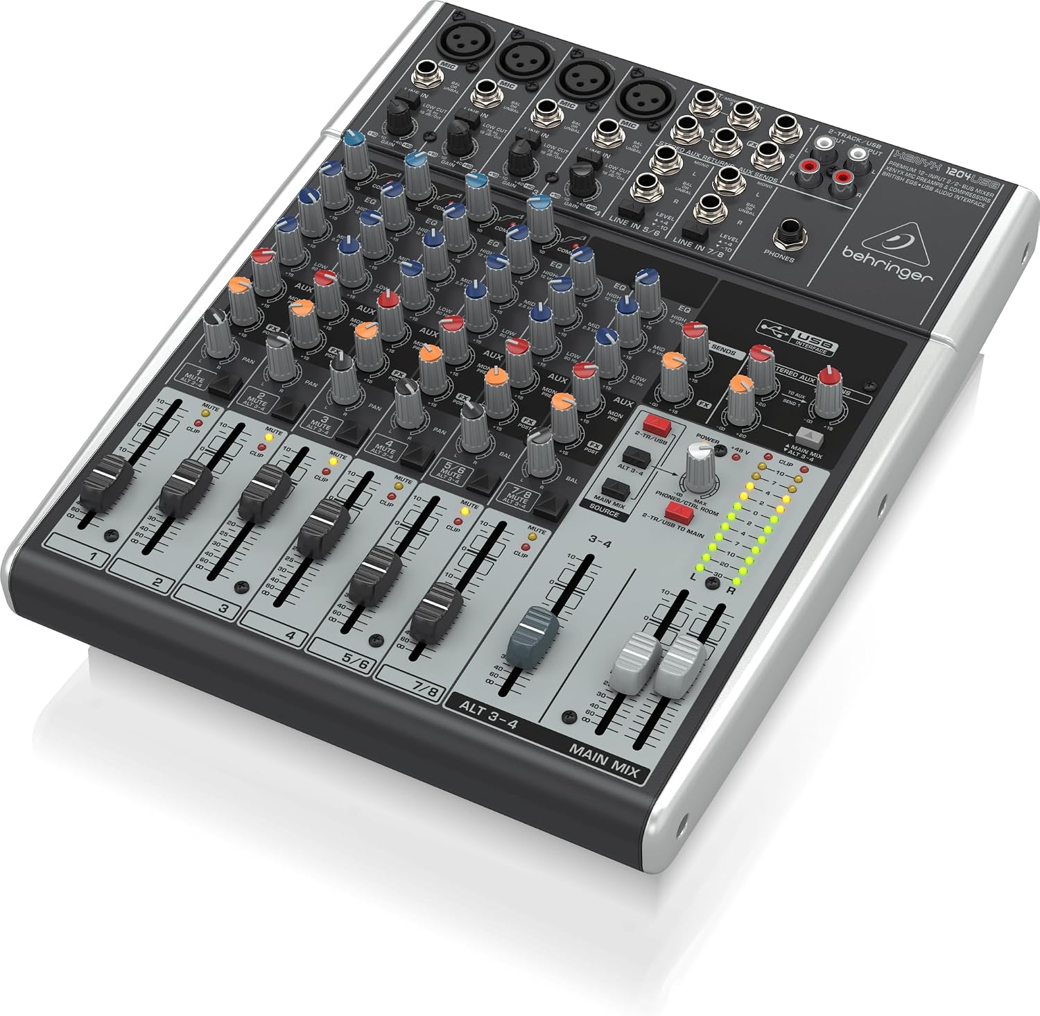XENYX 1204USB Premium 12-Input 2/2-Bus Mixer with XENYX Mic Preamps and Compressors, British EQ and USB/Audio
