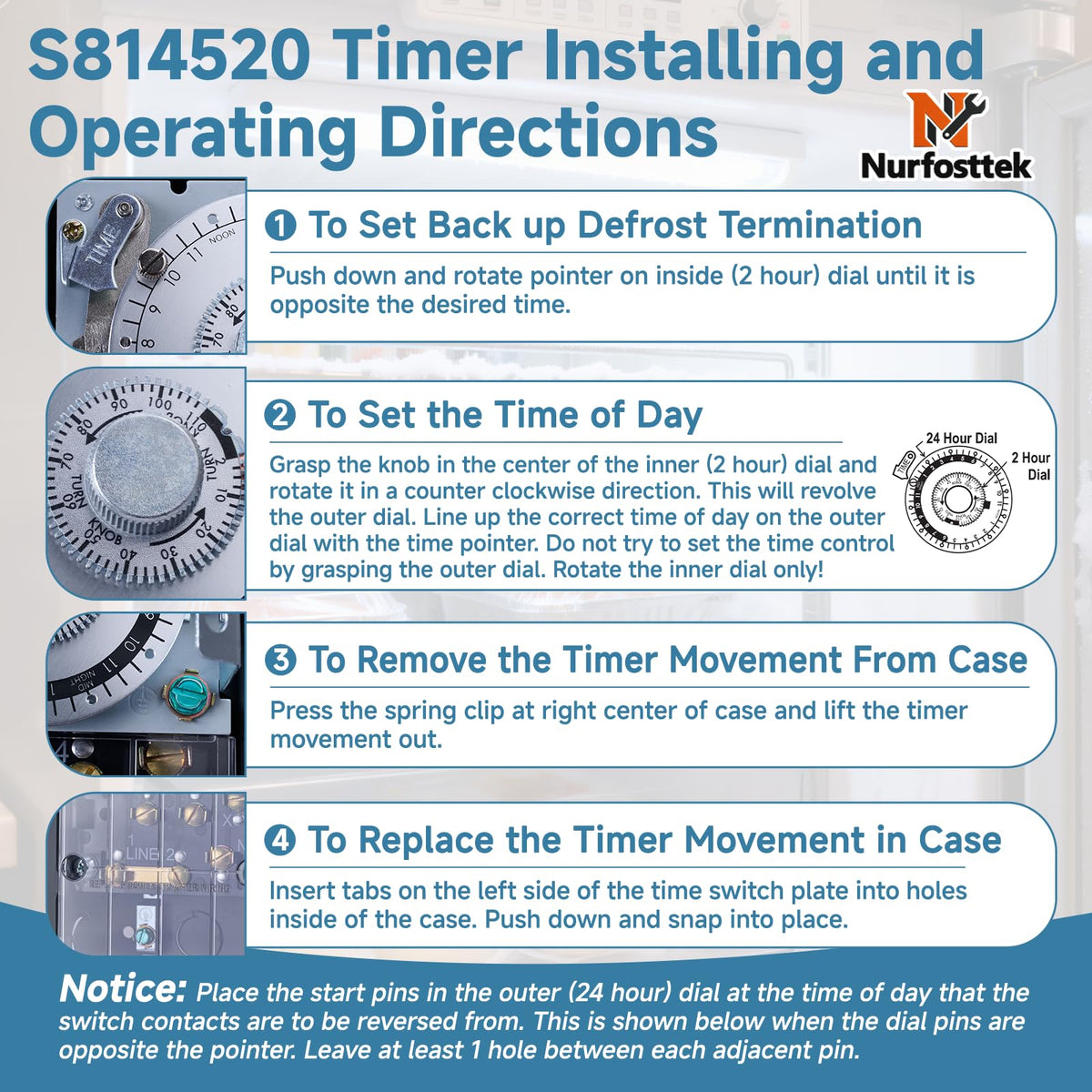 Nurfosttek S8145-20 Commercial Defrost Timer for Refrigeration Systems