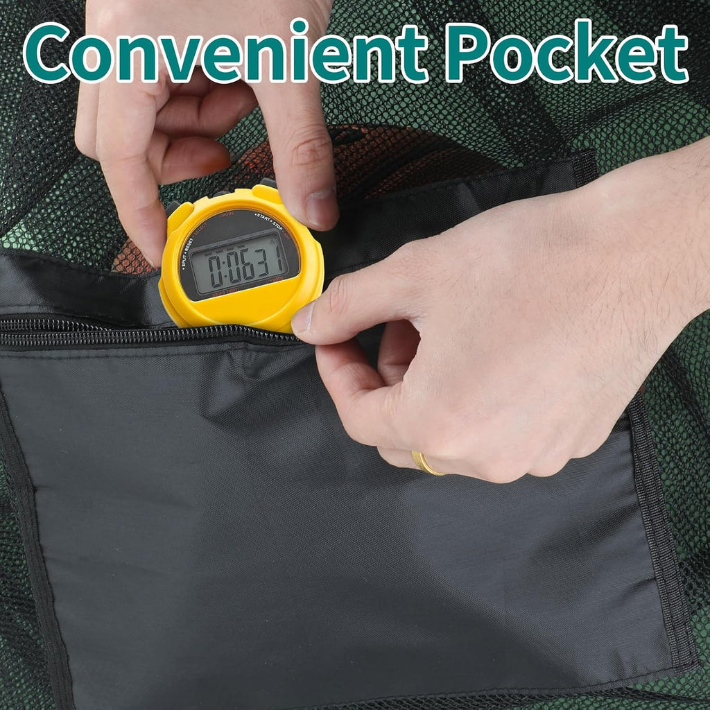 Extra Large Mesh Ball Bag, Heavy Duty 40"x30" Hold 10-12 Soccer Basketball | Drawstring & Adjustable Shoulder Strap
