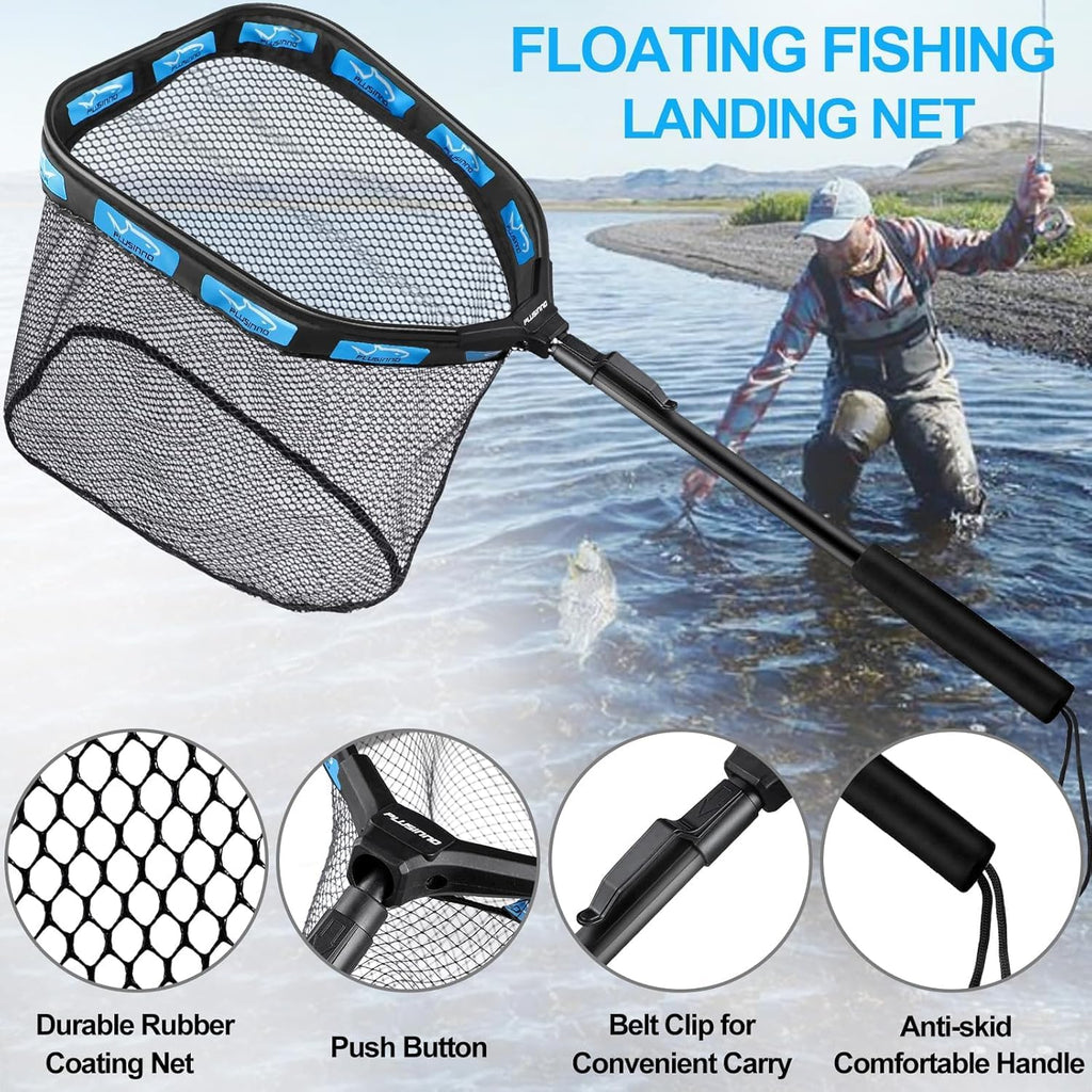 Fishing Backpack with Fishing Gear Fish Net & Rod Holders Tackle Box, 42L Large Water-resistant Tackle Bag Store