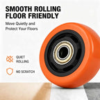 3" Caster Replacement Wheels Heavy Duty Polyurethane 4 Pack Orange