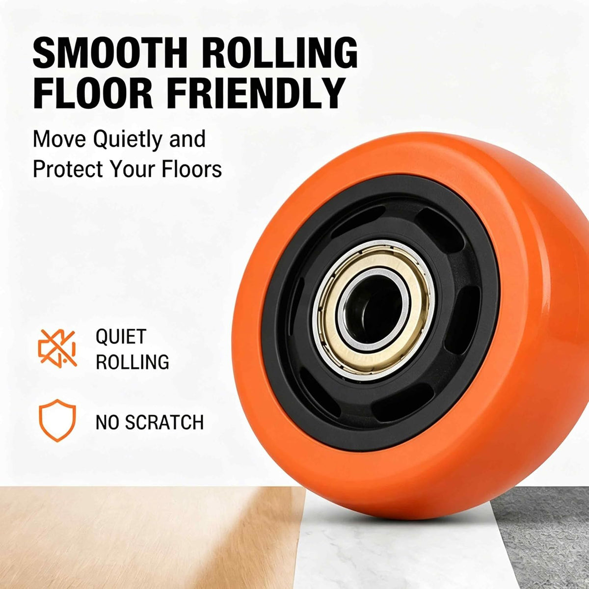 3" Caster Replacement Wheels Heavy Duty Polyurethane 4 Pack Orange