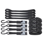 Cam Buckle Tie Down Straps with Hook 1" x 8' with Extra Soft Loops