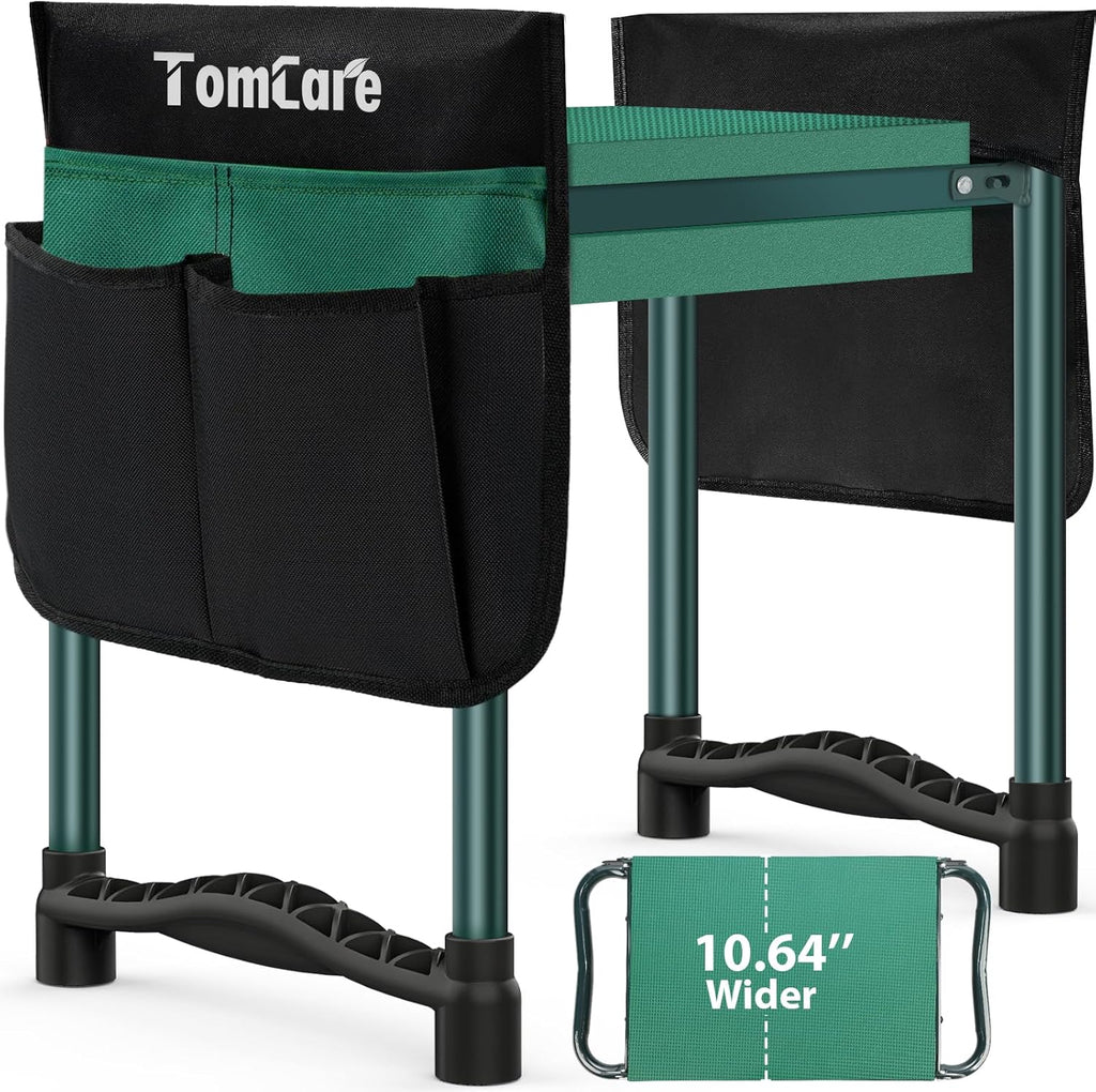 Garden Kneeler and Seat 10.64” Wider Larger Soft Kneeling Pad Garden Bench with 2 Large Tool Pouches Heavy Duty