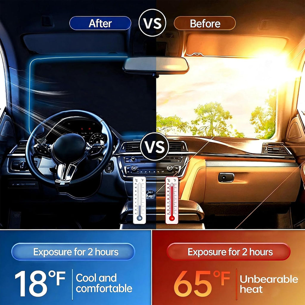 Window Shades for Car Windshield - Foldable Car Window Shades, 210T Reflective UV Block Sun Visor, Keep Vehicle Cool