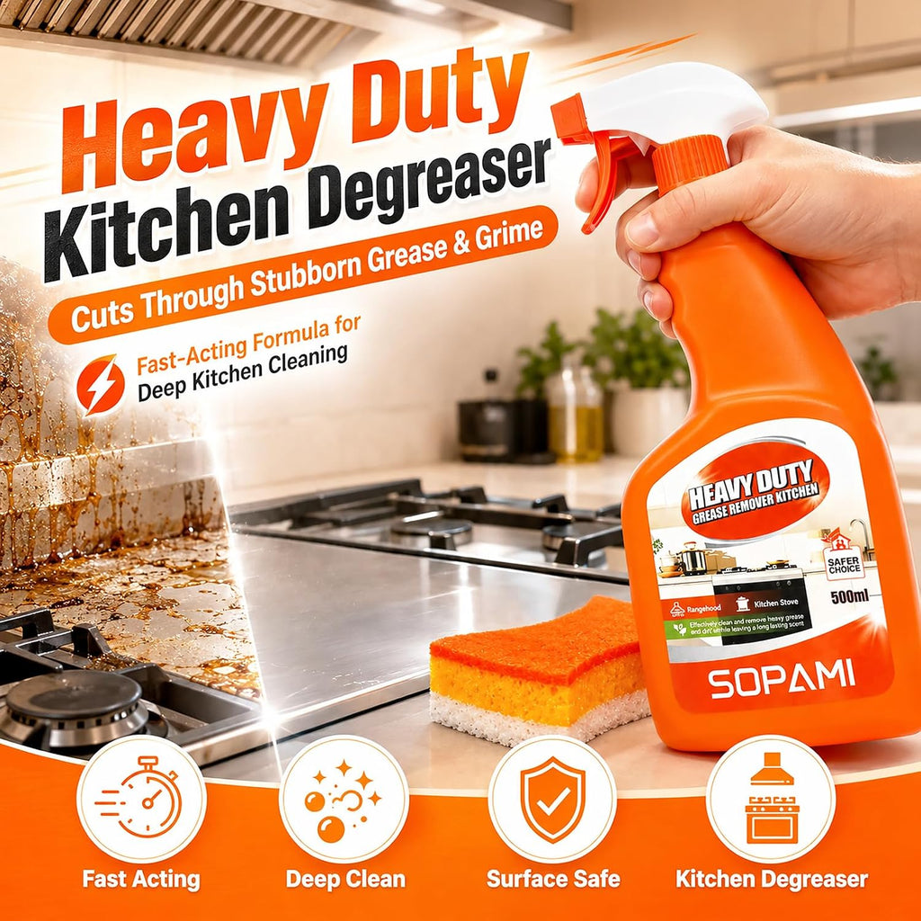 Kitchen Degreaser Spray, Heavy-Duty All Purpose Cleaning