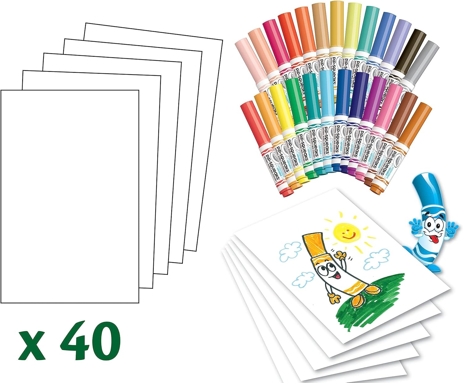 Pip-Squeaks Washable Marker Set (65ct), Coloring Set, Drawing Art Supplies for Kids, Spring Craft Kit, Travel