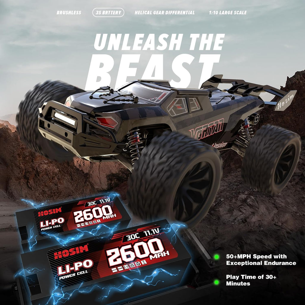 Mini 1/8 RC Truck for Adults Fast 50+mph, Vortan Electric RTR Brushless RC Cars All Terrain 4WD Off Road Hobby RC Car