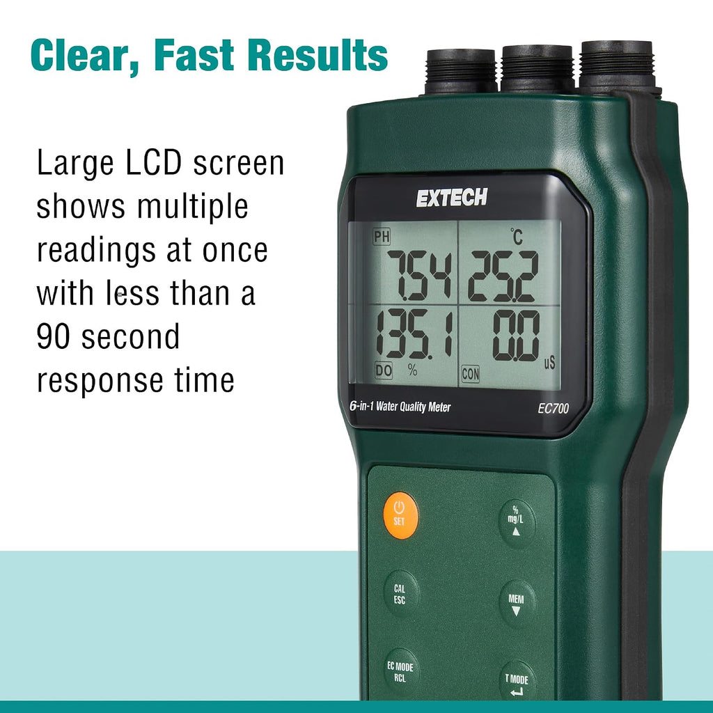 Extech EC700 6-in-1 Water Quality Meter with 3 Probes, Optical DO