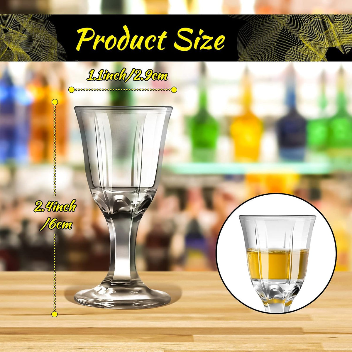 12 Pcs Mini Shot Glasses 0.4 OZ, Clear Glass Stemmed for Liquor