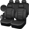 Leather Seat Covers Full Set Universal Water Resistant 3D Foam Back Support, Luxury Comfort Automotive 5 Seat Covers