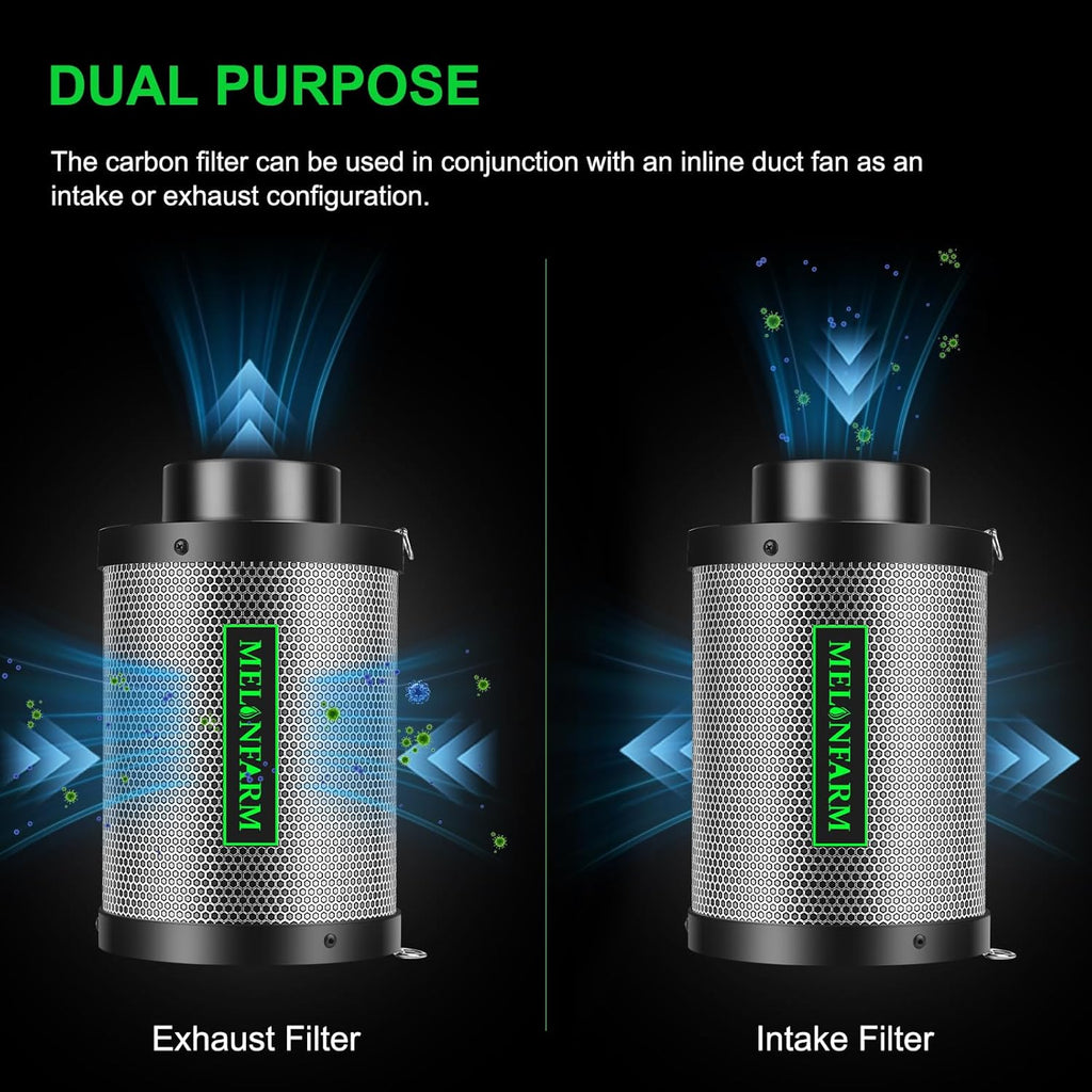 4 Inch Air Carbon Filter Smelliness Control with Australia Virgin Charcoal, Odor Removal Carbon Filter for Grow Tent