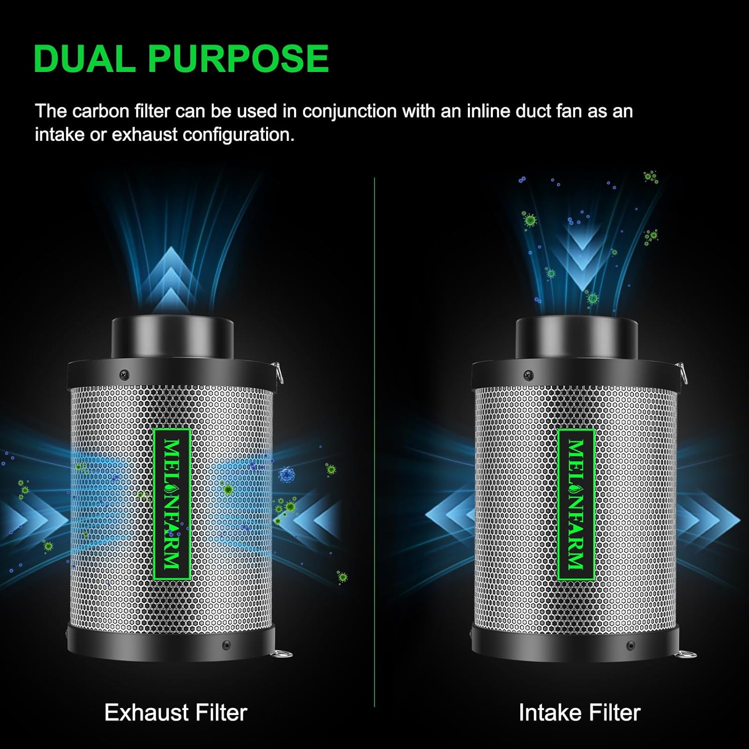 4 Inch Air Carbon Filter Smelliness Control with Australia Virgin Charcoal, Odor Removal Carbon Filter for Grow Tent