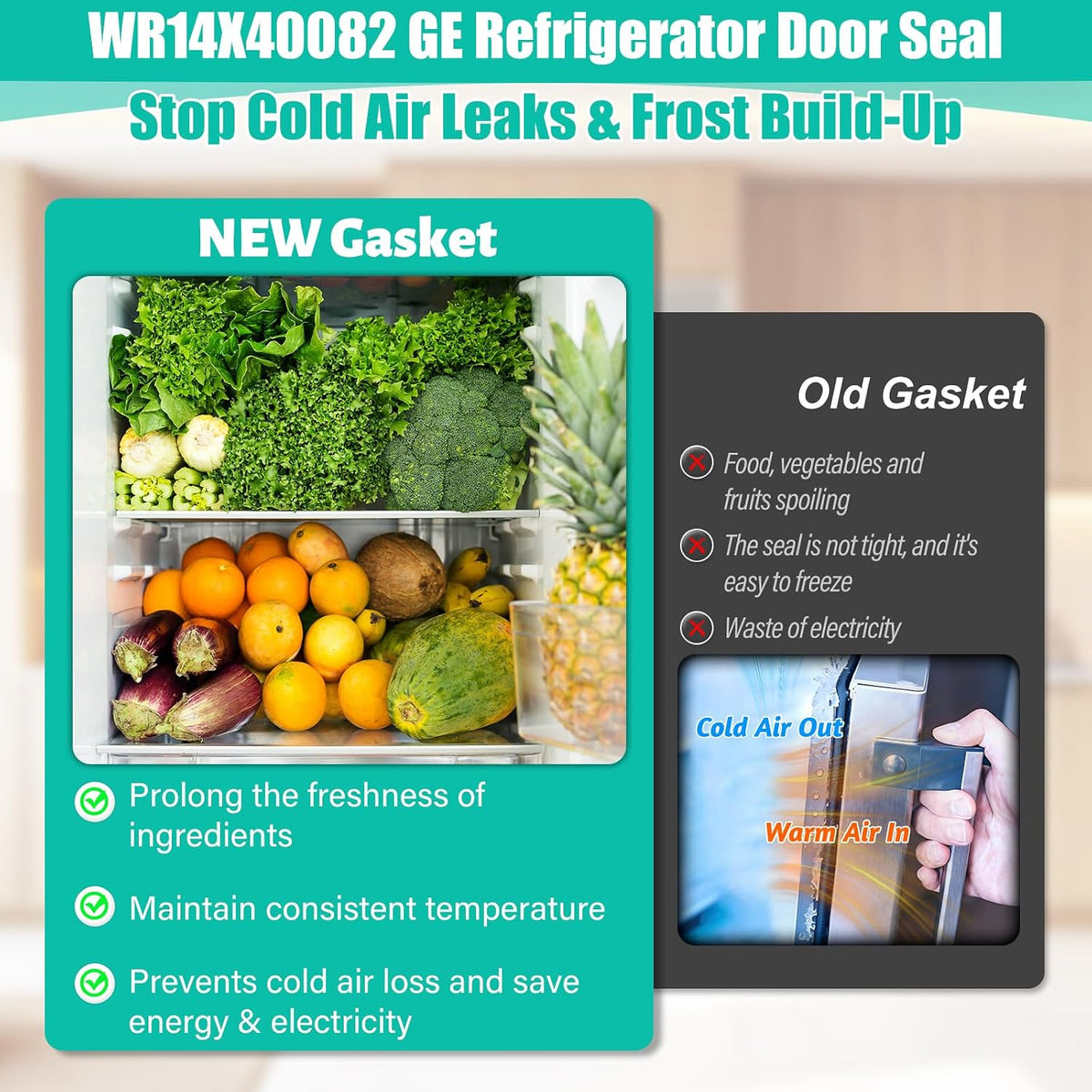 WR14X40082 Refrigerator Door Gasket Compatible with GE Refrigerator