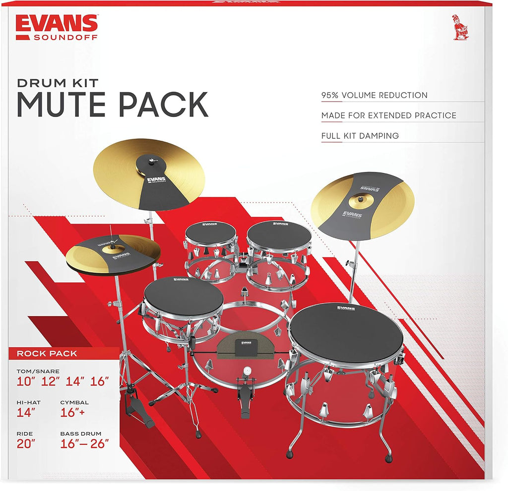 SoundOff Drum Mute Pad Set Rock, 8-Pack | Evans SoundOff mutes reduce drum volume, preserve realistic feel, protect