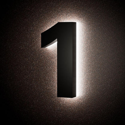 5 Inch Backlit House Numbers for Outside, Stainless Steel, LED Illuminated Home Address Number, Modern Lighted
