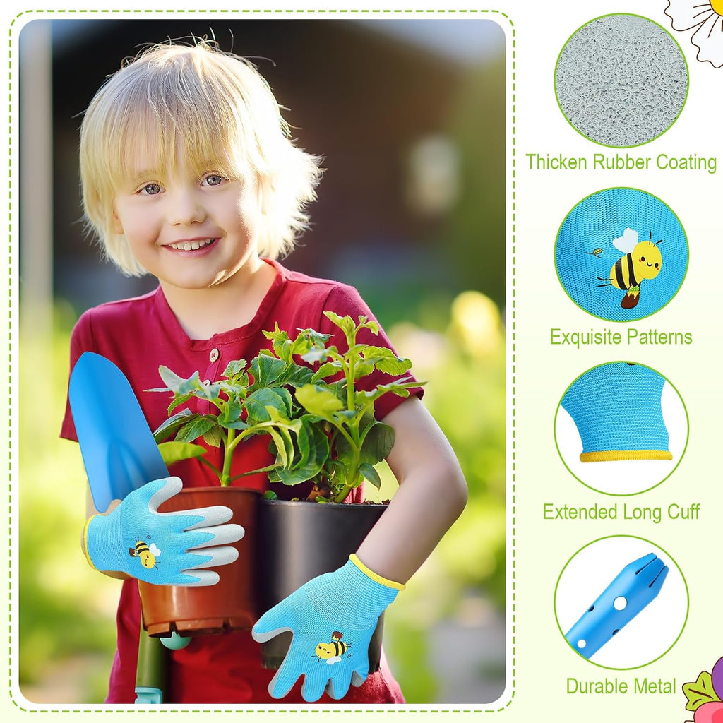24 Pcs Mini Colorful Metal Hand Shovel and Glove Set Shovel Spade Gloves Digging Trowel Set Kids Gardening Gloves 12