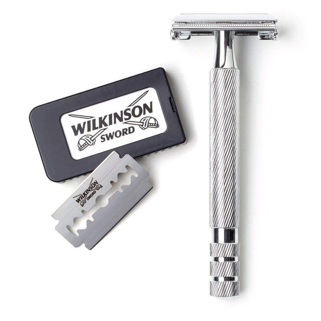 Double Edge Safety Razor, 1 Metal Handle & 5 Razor Blades