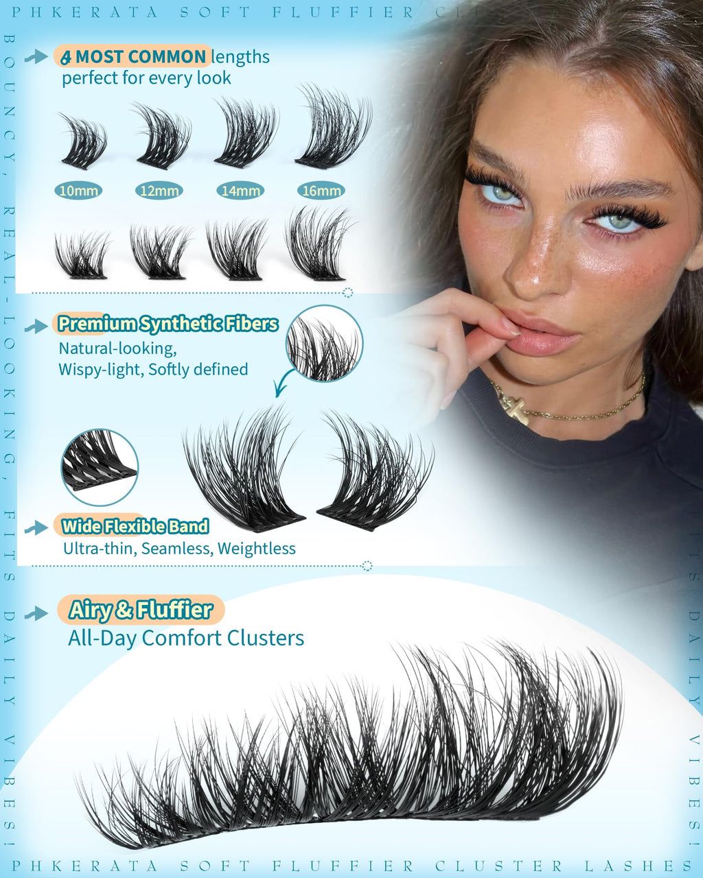 Fluffy Lash Clusters Kit Wispy DIY Eyelash Clusters for Volume