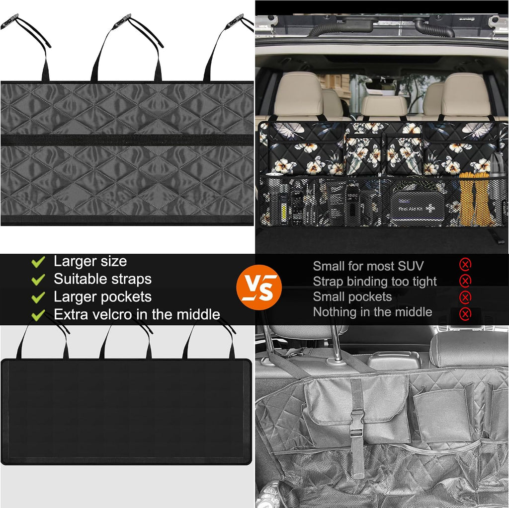Car Trunk Organizer, Large Capacity Backseat Trunk Organizer (42"*18"), Collapsible Car Storage Bag with 8 Pockets