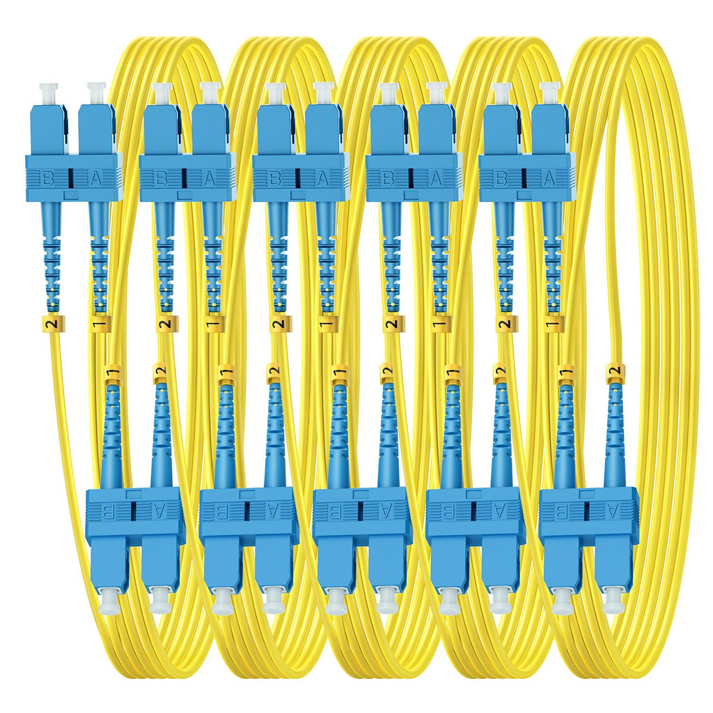 OS2 SC to Single Mode Fiber Patch Cable, 3m/10ft, 5Pack