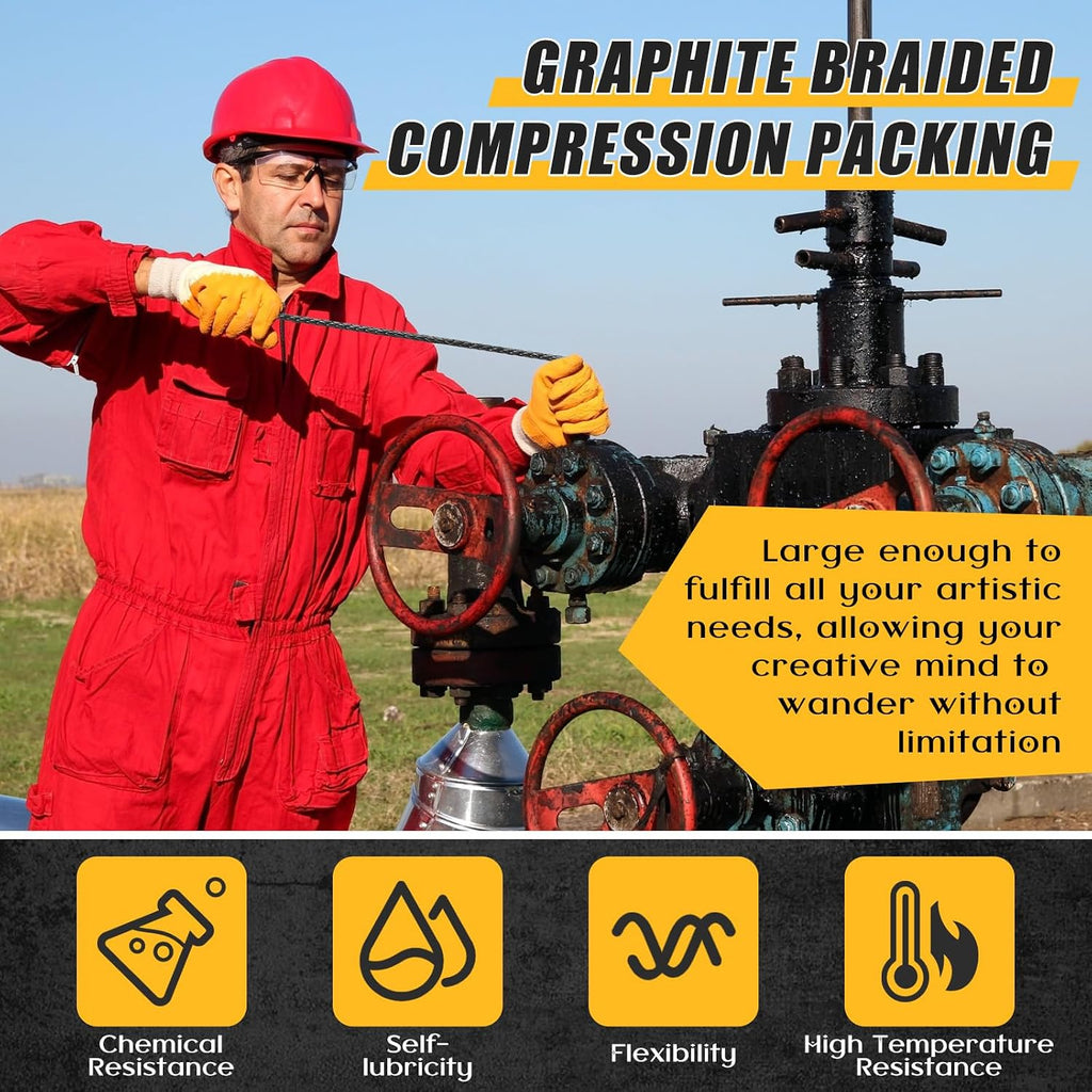 Frienda 1/8" x 1/8" Flexible Graphite Braided Compression Packing