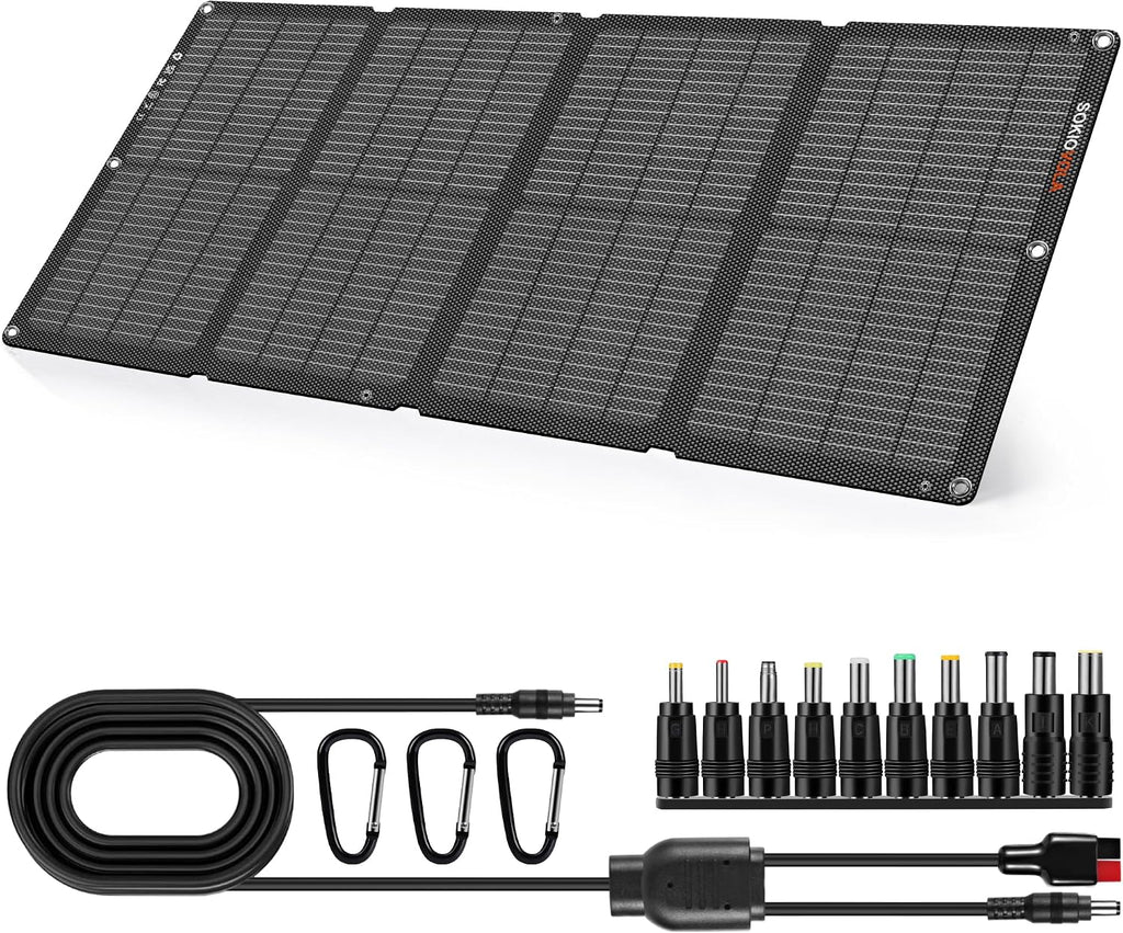 60W Portable Solar Panels NextGen Foldable Solar Panel Charger Kit 25% Efficiency with DC USB-C USB-A Output ETFE