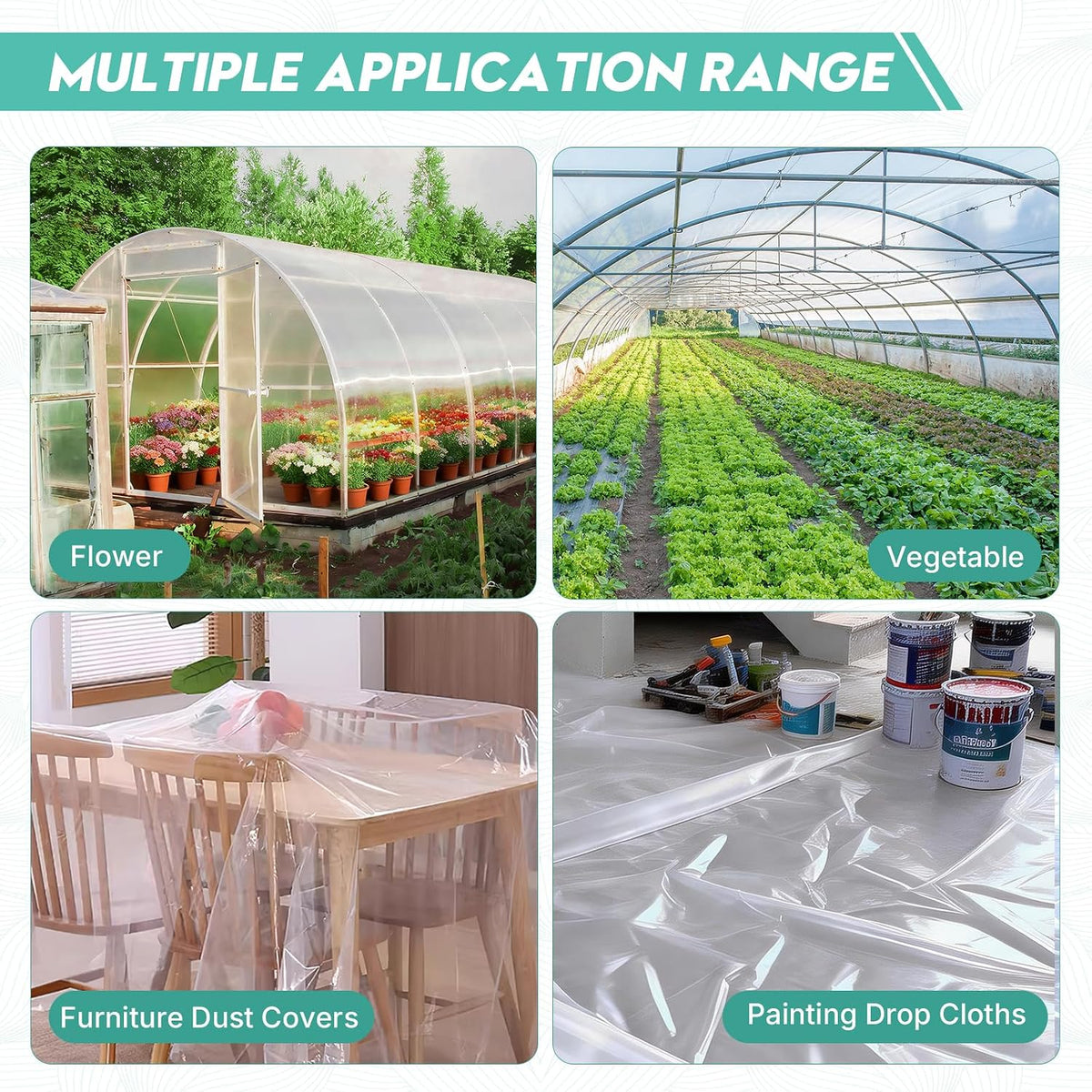 Greenhouse Plastic Sheeting, 12FT x 25FT 6 Mil UV Resistant